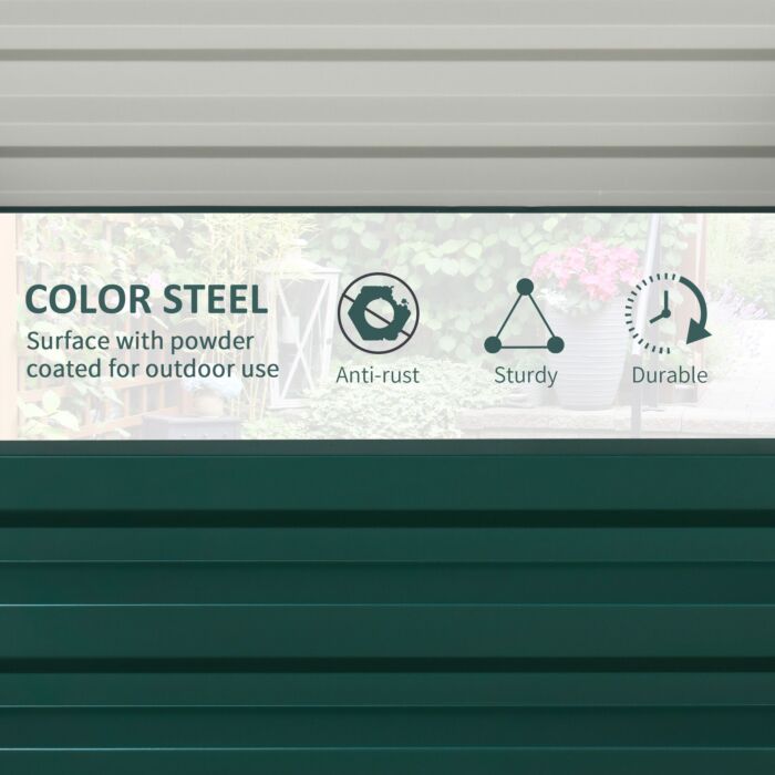 Outsunny Set Of 2 Raised Garden Bed, Outdoor Elevated Galvanised Planter Box For Flowers, Herbs, 60x60x30.5cm, Green