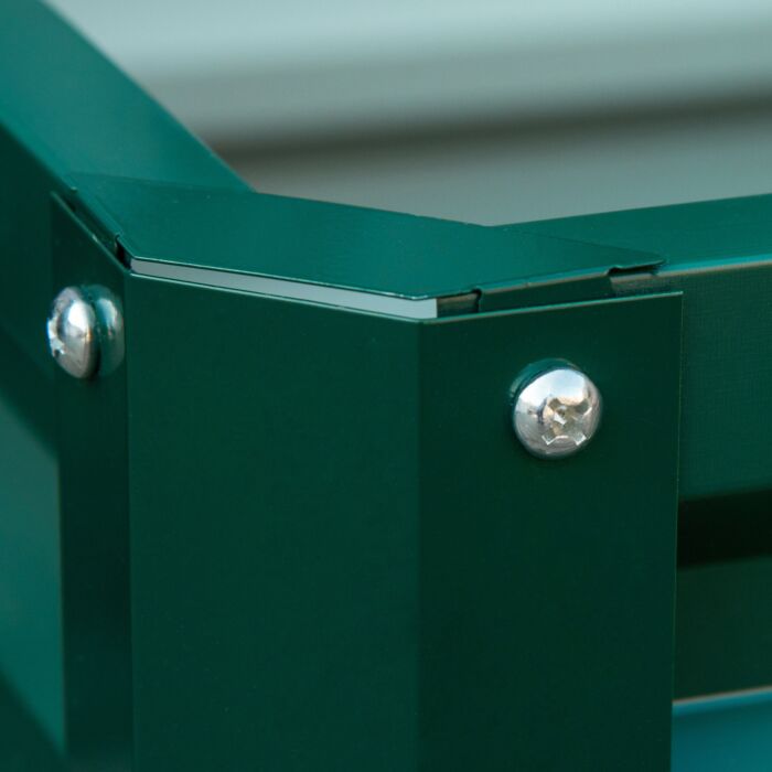 Outsunny Set Of 2 Raised Garden Bed, Outdoor Elevated Galvanised Planter Box For Flowers, Herbs, 60x60x30.5cm, Green