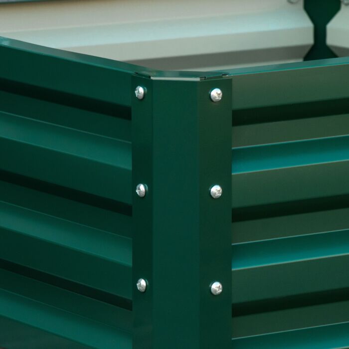 Outsunny Set Of 2 Raised Garden Bed, Outdoor Elevated Galvanised Planter Box For Flowers, Herbs, 60x60x30.5cm, Green