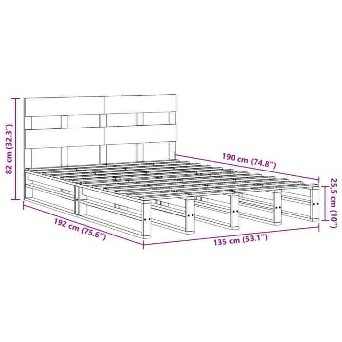 Vidaxl Bed Frame Without Mattress White 135x190 Cm Double Solid Wood Pine