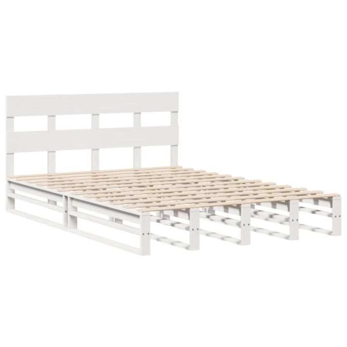 Vidaxl Bed Frame Without Mattress White 135x190 Cm Double Solid Wood Pine