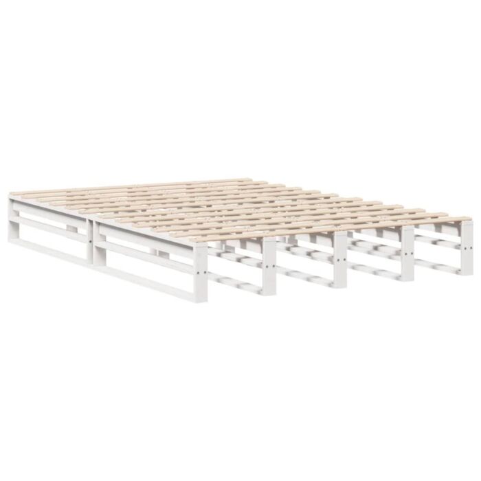 Vidaxl Bed Frame Without Mattress White 135x190 Cm Double Solid Wood Pine