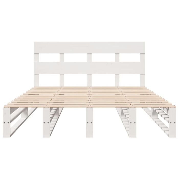 Vidaxl Bed Frame Without Mattress White 135x190 Cm Double Solid Wood Pine