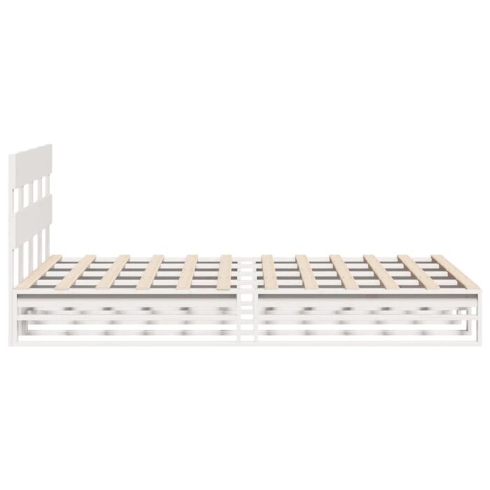 Vidaxl Bed Frame Without Mattress White 135x190 Cm Double Solid Wood Pine