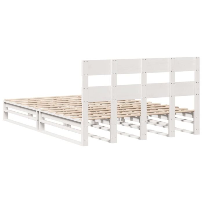 Vidaxl Bed Frame Without Mattress White 135x190 Cm Double Solid Wood Pine