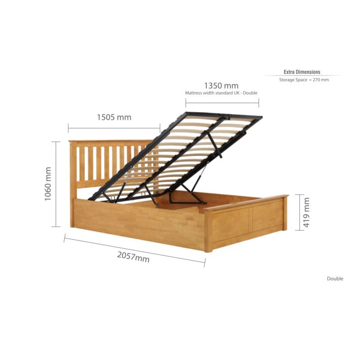 Phoenix Double Ottoman Bed Oak