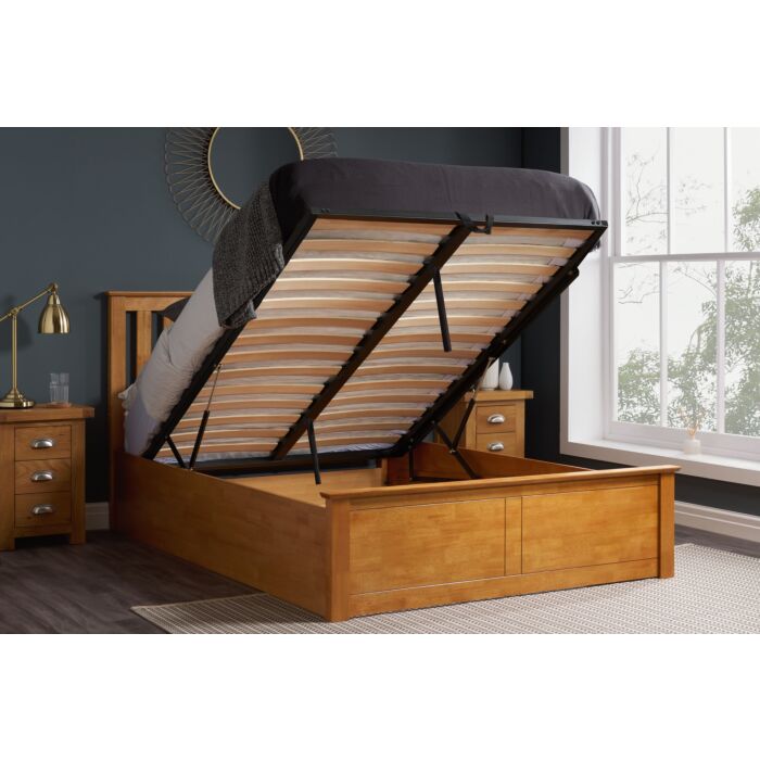Phoenix Double Ottoman Bed Oak