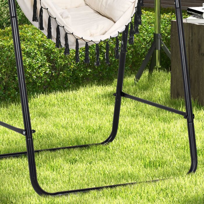 Outsunny Hammock Chair With Stand, Hammock Swing Chair With Cushion, Cream White