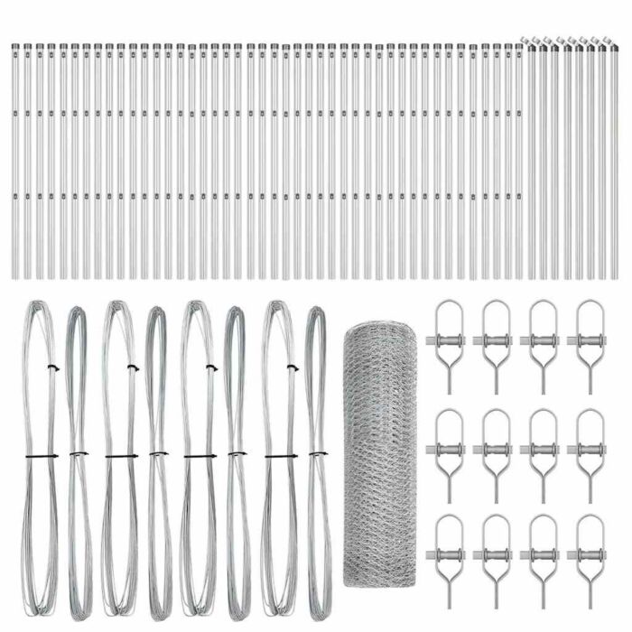Vidaxl Hexagon Fence 0.6x100 M Galvanised Steel, Vidaxl Fence Posts 13 Pcs Ø32 Mm 100 Cm Galvanised Steel