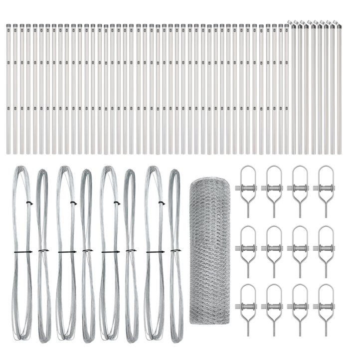 Vidaxl Hexagon Fence 0.6x100 M Galvanised Steel, Vidaxl Fence Posts 13 Pcs Ø32 Mm 100 Cm Galvanised Steel