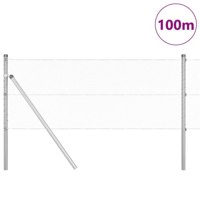 Vidaxl Hexagon Fence 0.6x100 M Galvanised Steel, Vidaxl Fence Posts 13 Pcs Ø32 Mm 100 Cm Galvanised Steel