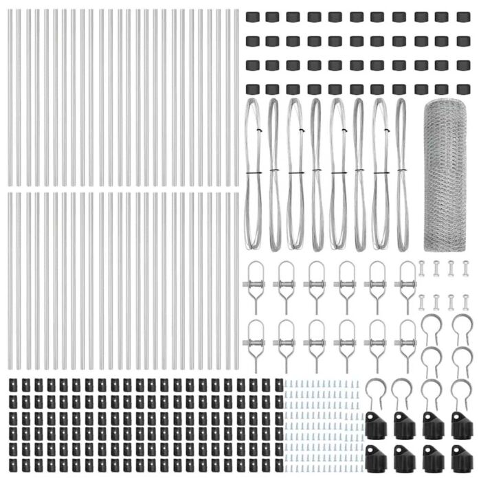 Vidaxl Hexagon Fence 0.6x100 M Galvanised Steel, Vidaxl Fence Posts 13 Pcs Ø32 Mm 100 Cm Galvanised Steel