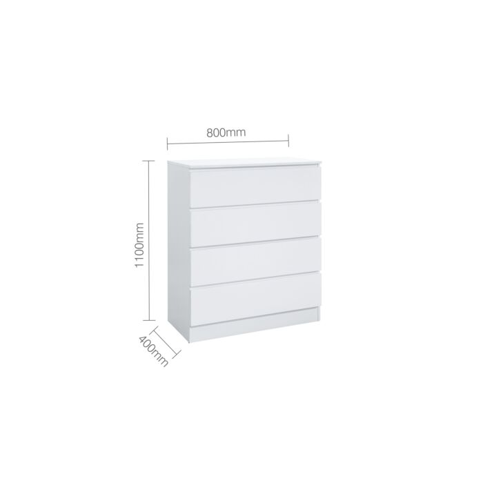 Oslo 4 Drawer Chest White