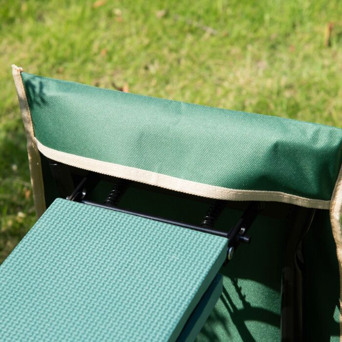 Outsunny Foldable Steel Frame Garden Kneeler Seat W/ Foam Bag Tool Bag Pouch Outdoor Garden Stable Sturdy Assistance Versatile Use