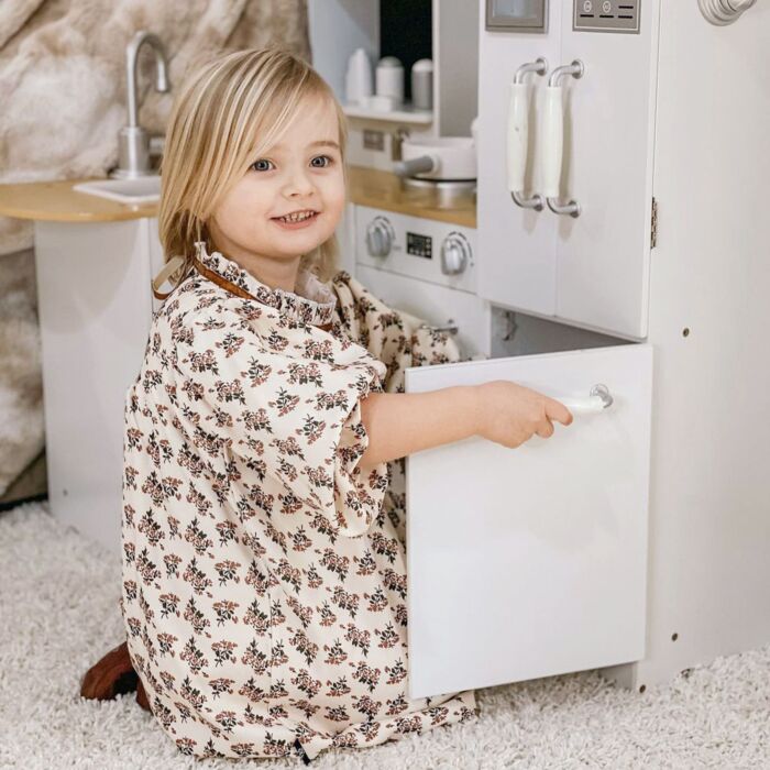 Homcom Kids Wooden Kitchen, Large Pretend Role Play Kitchen W/ Realistic Refrigerator, Microwave, Oven, Range Hood, Sink, Telephone