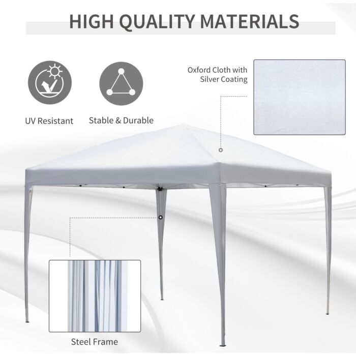 Outsunny 3 X 3 Meter Garden Heavy Duty Pop Up Gazebo Marquee Party Tent Folding Wedding Canopy-white
