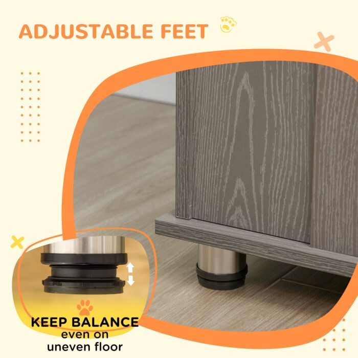 Pawhut Dog Crate Furniture End Table, Pet Kennel For Extra Large Dogs With Magnetic Door Indoor Animal Cage, Grey, 116 X 60 X 87 Cm