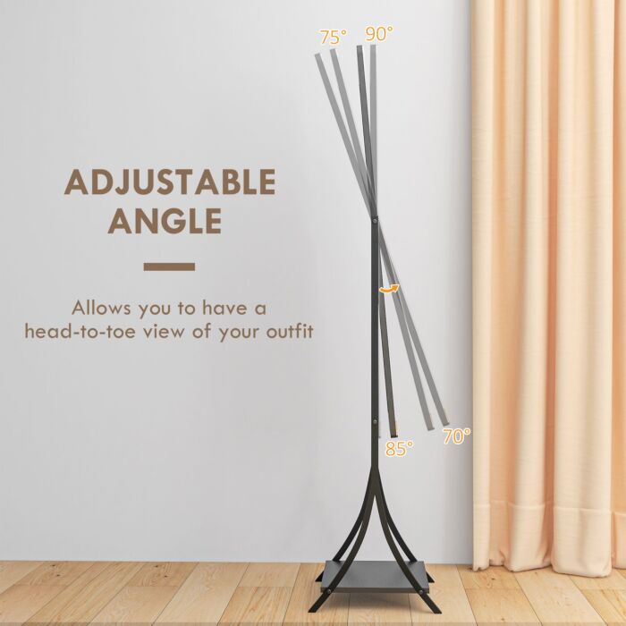Homcom Free Standing Dressing Mirror, Full Length Mirror With Adjustable Angle, Storage Shelf