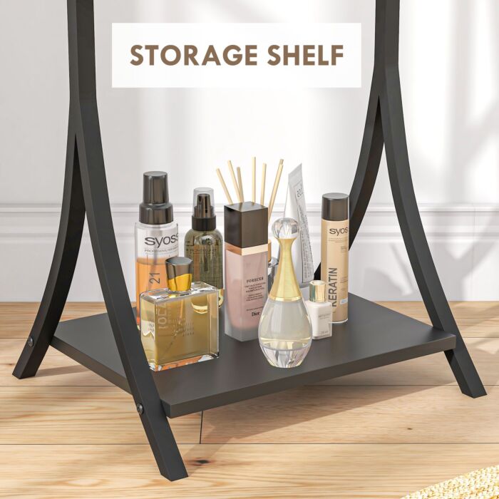 Homcom Free Standing Dressing Mirror, Full Length Mirror With Adjustable Angle, Storage Shelf