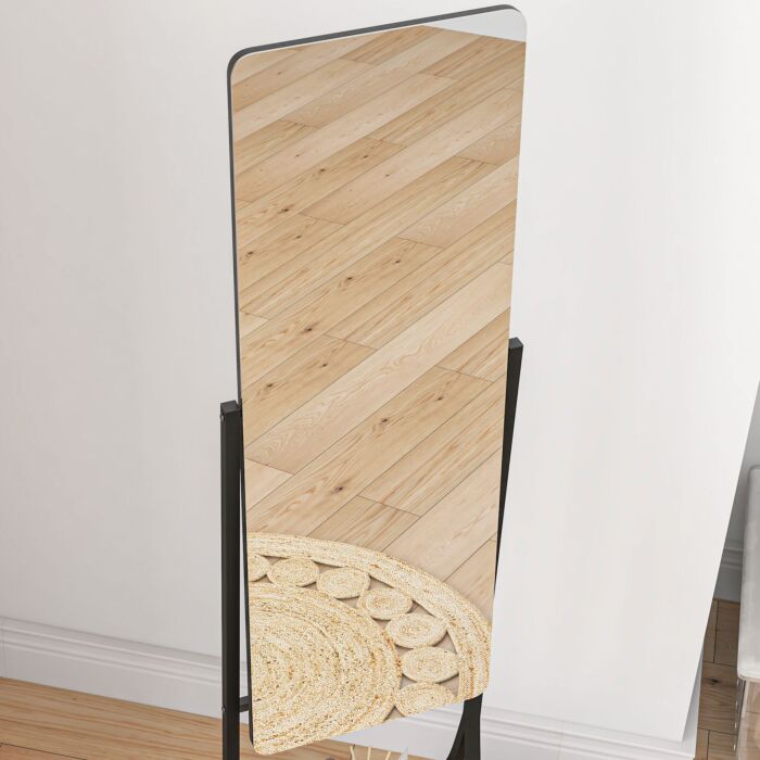Homcom Free Standing Dressing Mirror, Full Length Mirror With Adjustable Angle, Storage Shelf