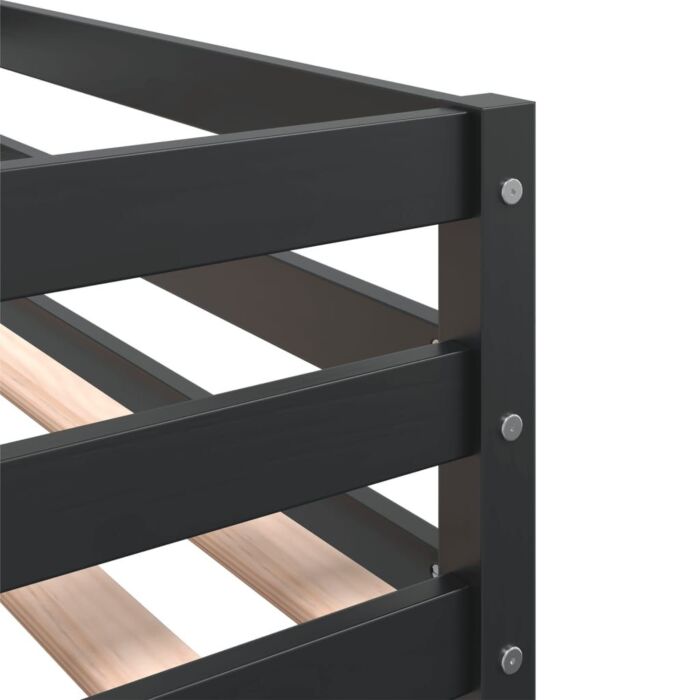 Vidaxl Bunk Bed With Curtains White&black 90x200 Cm Solid Wood Pine
