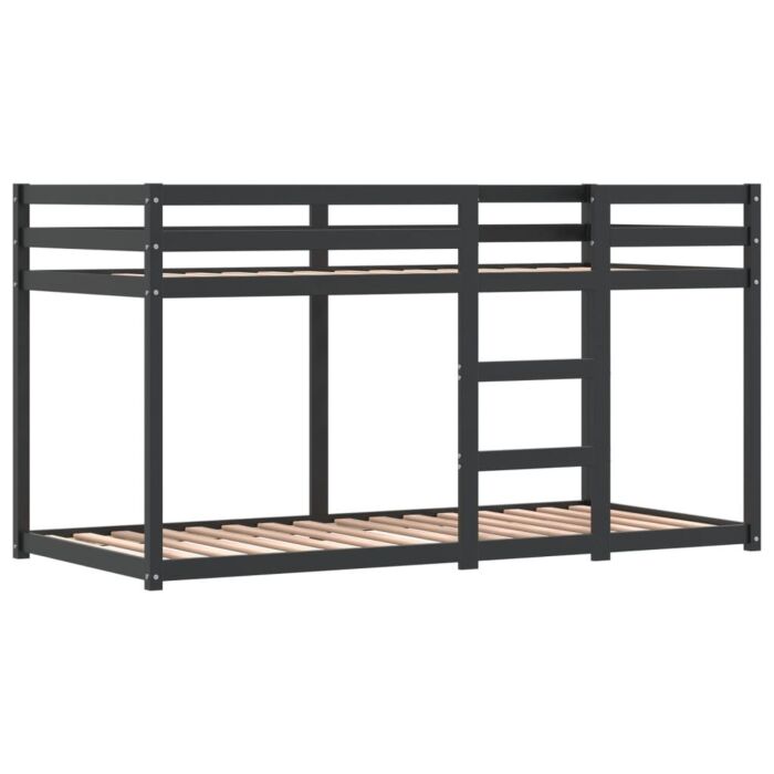 Vidaxl Bunk Bed With Curtains White&black 90x200 Cm Solid Wood Pine