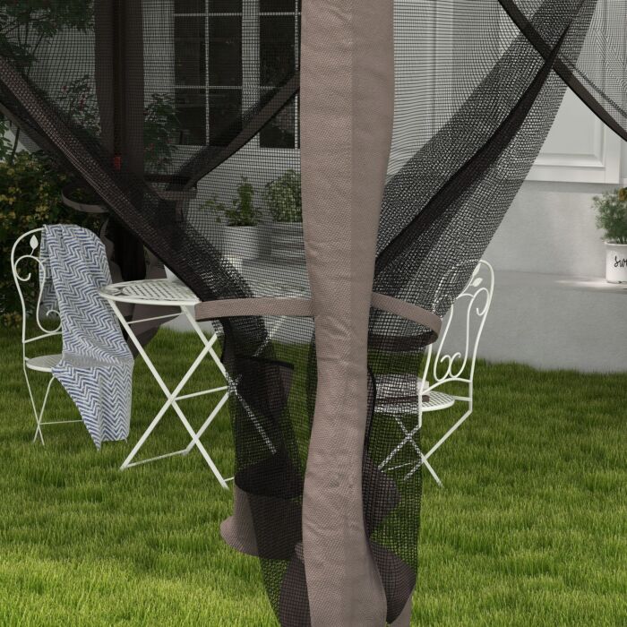 Outsunny 3 X 3(m) Pop Up Gazebo, Double-roof Garden Tent With Netting And Carry Bag, Party Event Shelter For Outdoor Patio, Light Grey