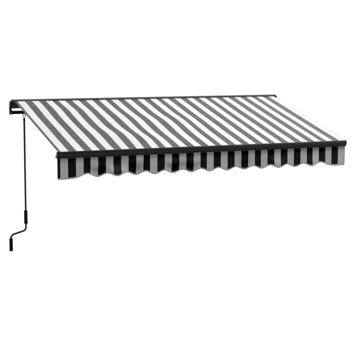 Outsunny 3.5 X 2.5m Aluminium Frame Electric Awning, Retractable Awning Sun Canopies For Patio Door Window, Grey And White