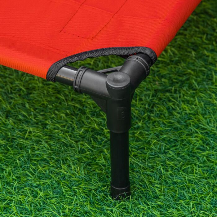Pawhut Elevated Pet Bed Portable Camping Raised Dog Bed W/ Metal Frame Black And Red (small)