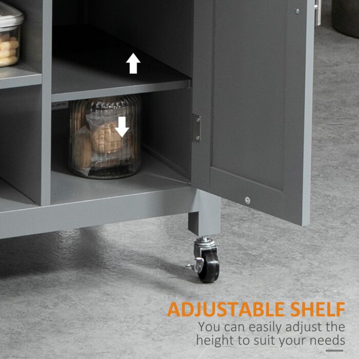 Homcom Compact Kitchen Trolley Utility Cart On Wheels With Open Shelf & Storage Drawer, Grey