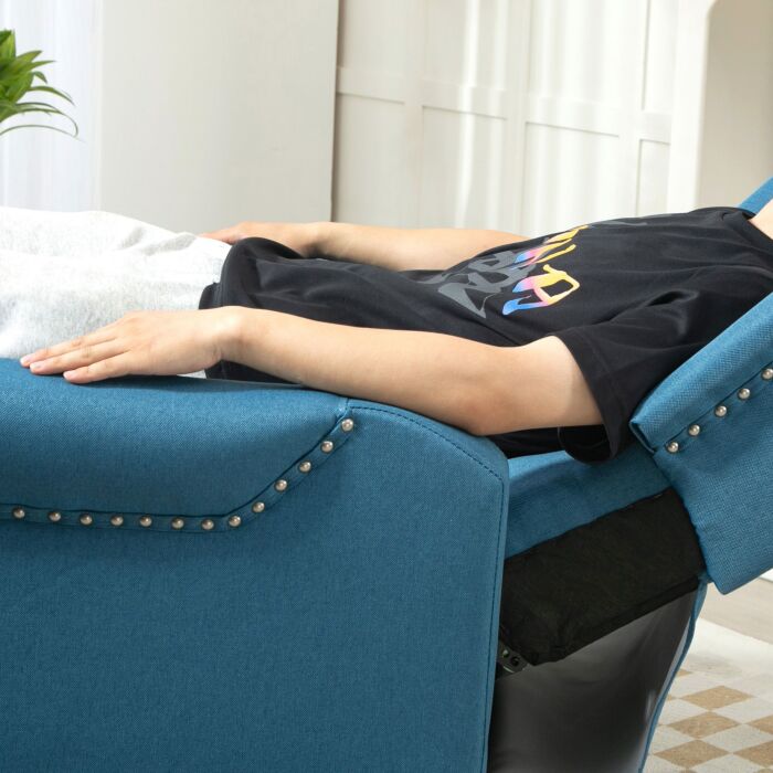 Homcom 150° Reclining Vintage Armchair, With Footrest - Blue