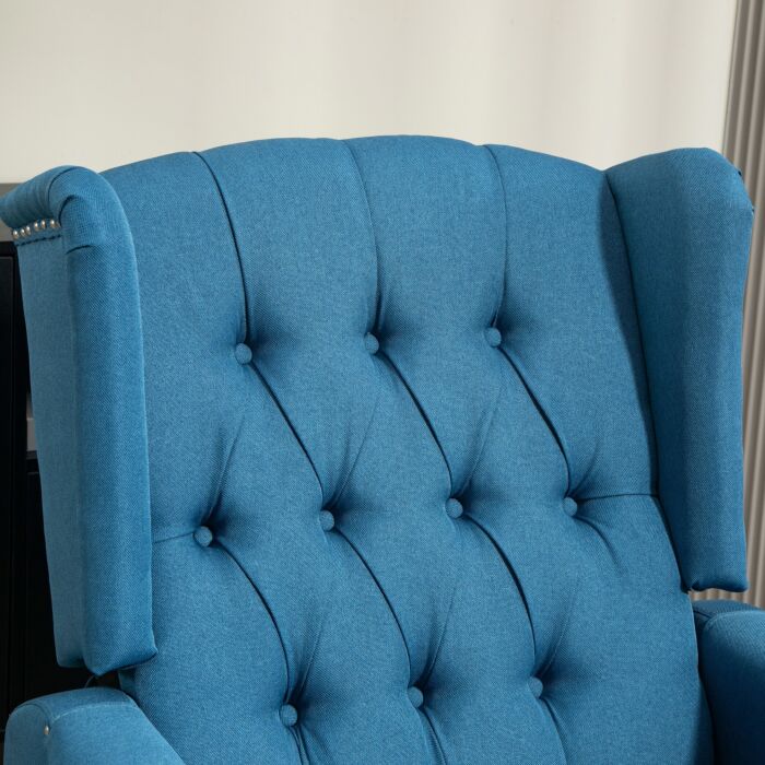 Homcom 150° Reclining Vintage Armchair, With Footrest - Blue