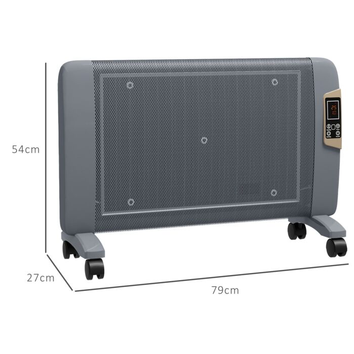 Homcom Mica Electric Space Heater, Portable Heater For Home With 2 Heat Settings, Garage, Adjustable Temperature 15-40°c, 1000w/2000w, Grey