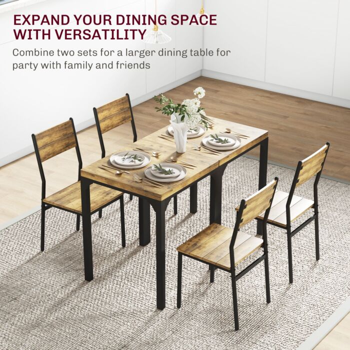 Homcom Three-piece Minimal And Compact Dining Set, Rustic Brown