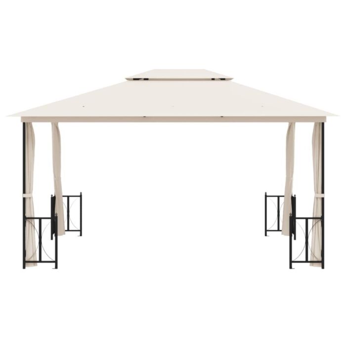 Vidaxl Gazebo With Sidewalls&double Roofs 3x4 M Cream