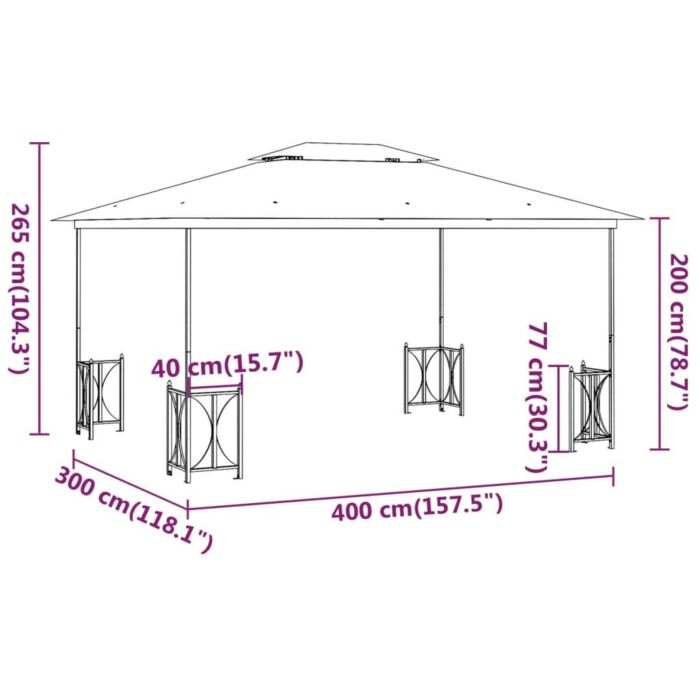 Vidaxl Gazebo With Sidewalls&double Roofs 3x4 M Cream