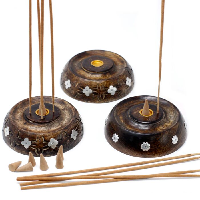 Cone & Stick Burner- Assorted Design - Mango Wood