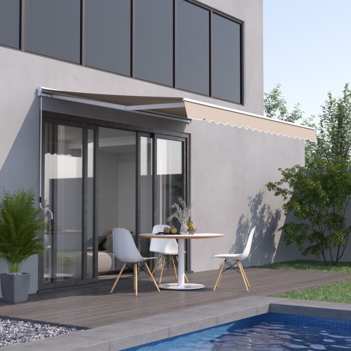 Outsunny 3.5lx2.5m Retractable Awning-cream White
