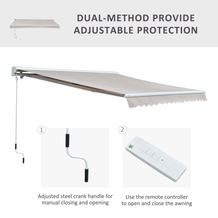 Outsunny 3.5lx2.5m Retractable Awning-cream White