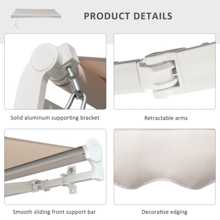 Outsunny 3.5lx2.5m Retractable Awning-cream White