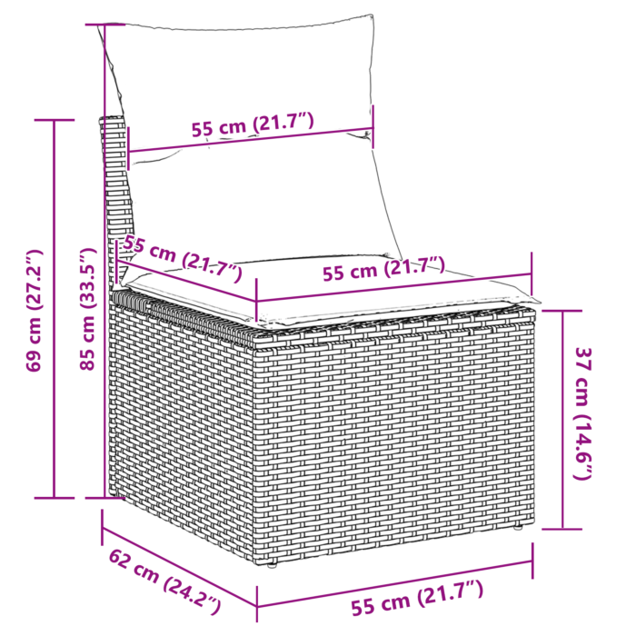 Vidaxl 6 Piece Garden Sofa Set With Cushions Light Grey Poly Rattan, Vidaxl 2-seater Garden Sofa With Cushions Light Grey Poly Rattan