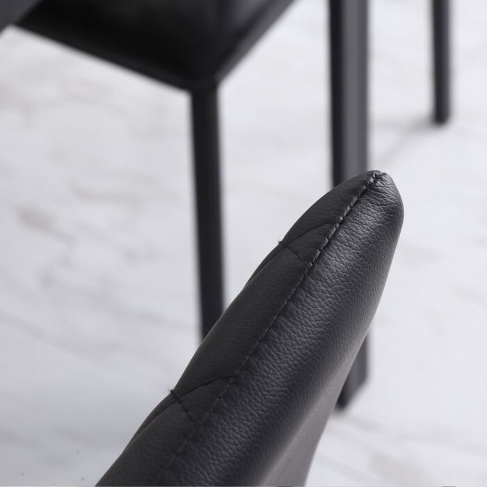 Homcom Modern Dining Chairs Upholstered Faux Leather Accent Chairs With Metal Legs For Kitchen, Set Of 4, Black
