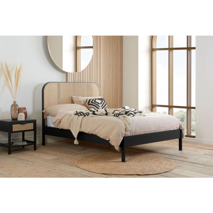 Margot King Rattan Bed Black