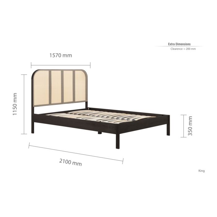 Margot King Rattan Bed Black