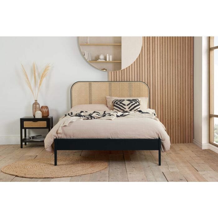 Margot King Rattan Bed Black