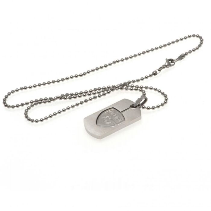 Arsenal Fc Cut Out Crest Dog Tag & Chain
