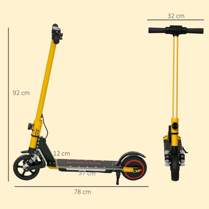 Sportnow Folding Electric Scooter For Kids Age 6-14 With Dual Brakes, Front Suspension, Led Colourful Lights And Display, 6.8kg Lightweight Aluminium E Scooter, Up To 14 Km/h & 6 Km, Gold Tone