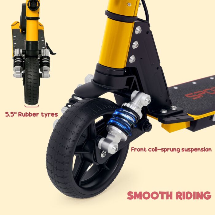 Sportnow Folding Electric Scooter For Kids Age 6-14 With Dual Brakes, Front Suspension, Led Colourful Lights And Display, 6.8kg Lightweight Aluminium E Scooter, Up To 14 Km/h & 6 Km, Gold Tone