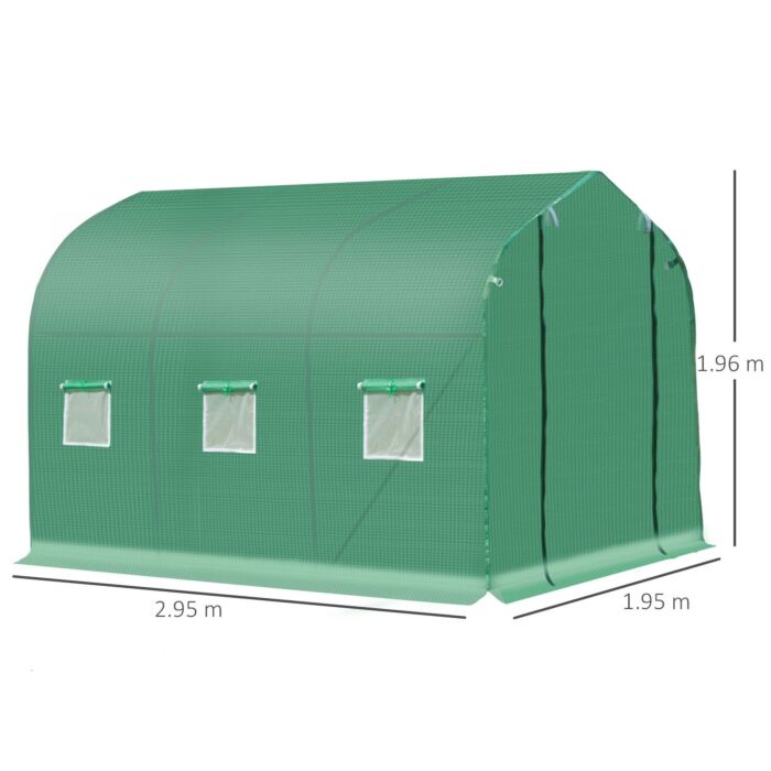 Outsunny Walk In Polytunnel Greenhouse With Windows And Door, Backyard (3 X 2m)