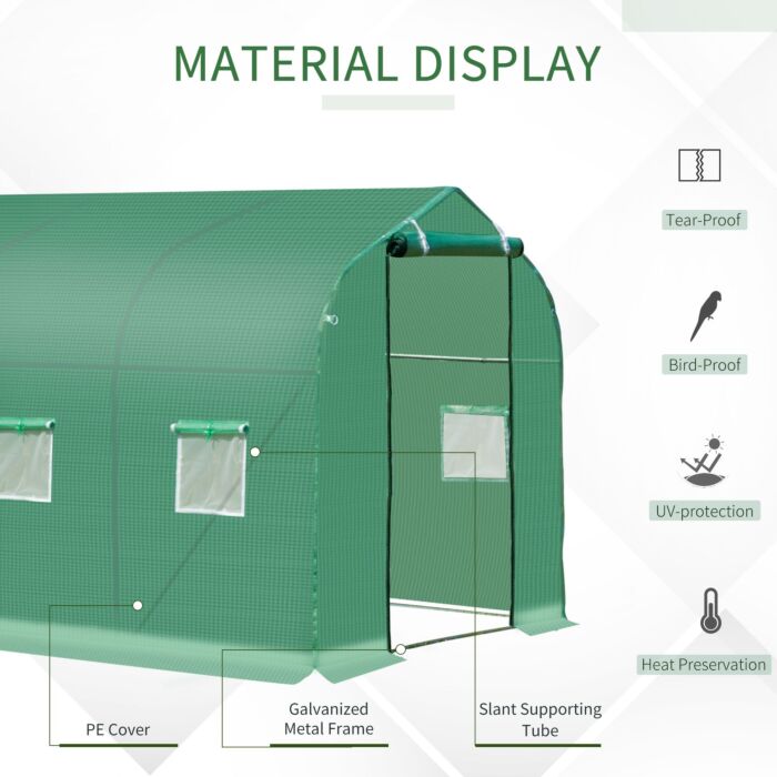 Outsunny Walk In Polytunnel Greenhouse With Windows And Door, Backyard (3 X 2m)